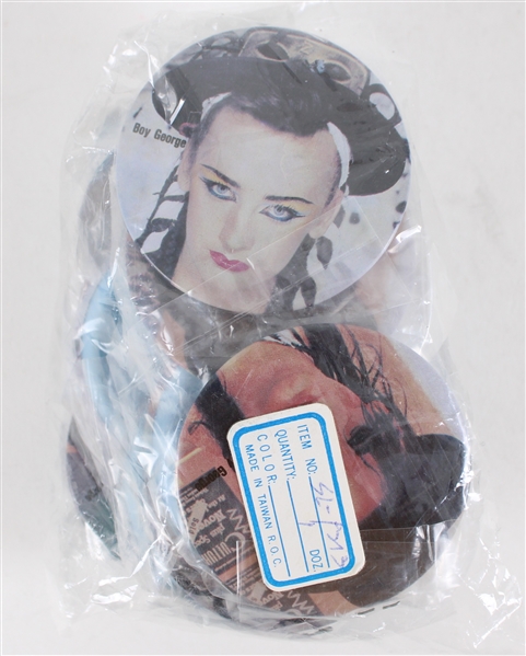 1980s Boy George 2 1/4" Pinback Buttons in Sealed Package 
