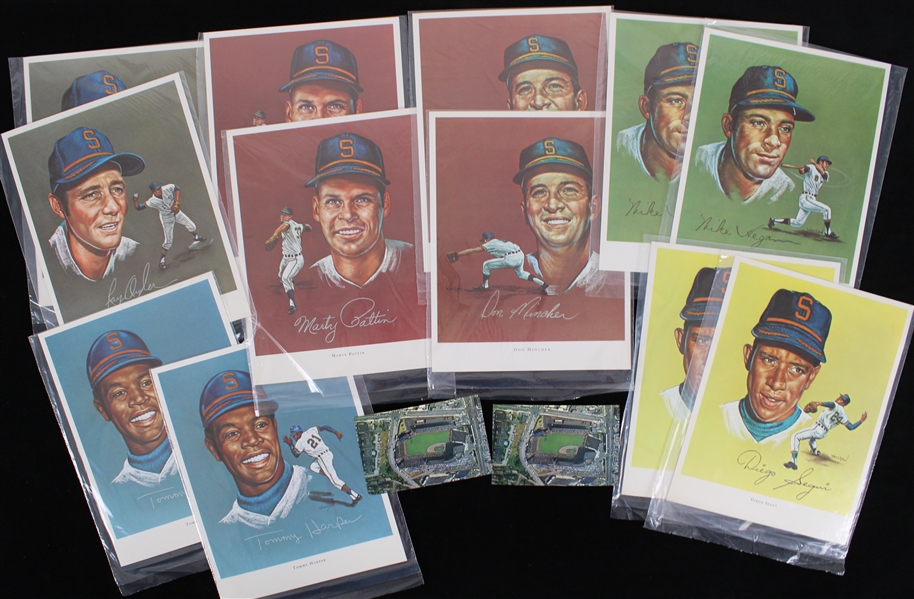 1968 Seattle Pilots 8"x10" Portraits w/ Sicks Stadium Postcards (Lot of 14)