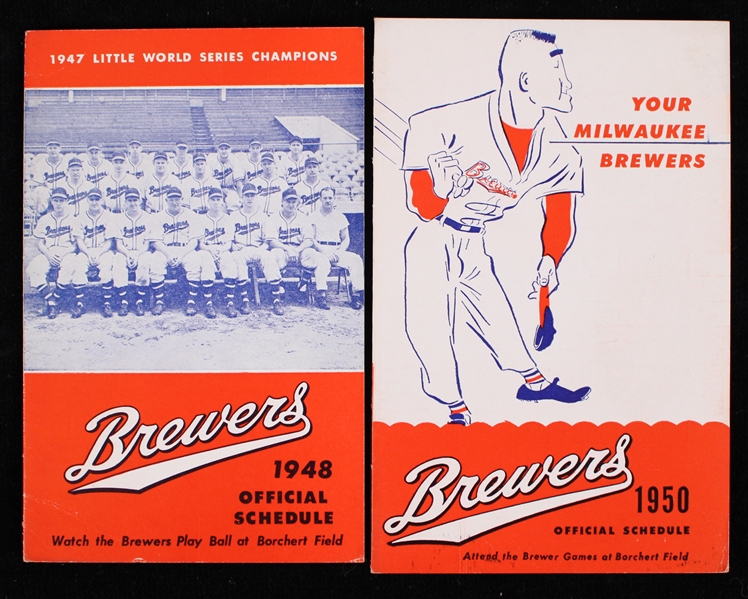 1948-50 Milwaukee Brewers Official Pocket Schedules (Lot of 2)