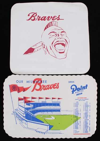 1957 Milwaukee Braves 12"x13" Placemats w/ Home Game Schedule 