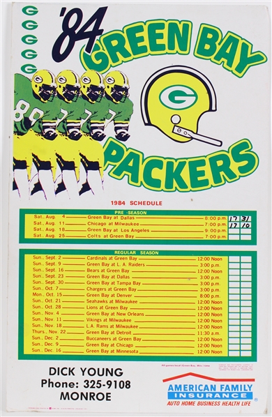 1984 Green Bay Packers 14"x22" Schedule Broadside 