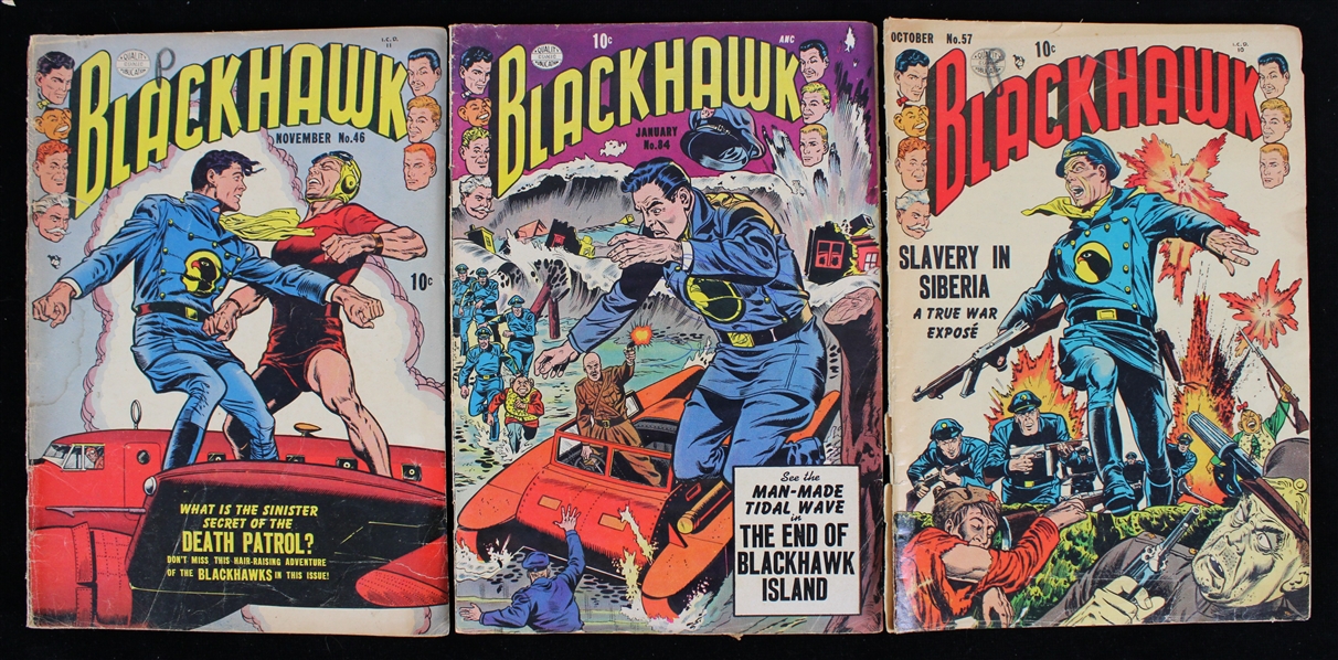 1951-55 Blackhawk Comics by Comic Favorites & Comic Magazines (Lot of 3)
