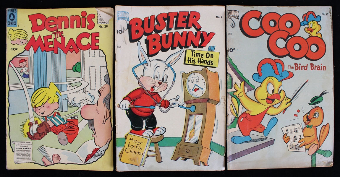 1951-58 Dennis the Menace, Buster Bunny & Coo Coo the Bird Brain Comics (Lot of 3)