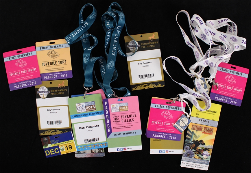 2018-19 Breeders Cup World Championship Lanyards & Trainer Badge (Lot of 11)