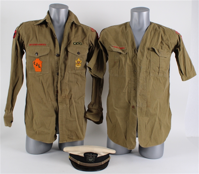 1940s-50s Boy Scouts of America Uniform Shirts (2) + US Navy Reserve Cap