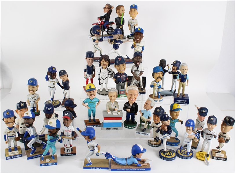 2000s-20s Milwaukee Brewers Bobbleheads & Stadium Giveaways - Lot of 100+ w/ Multiple Bob Uecker, Hank Aaron, Robin Yount, Paul Molitor & More