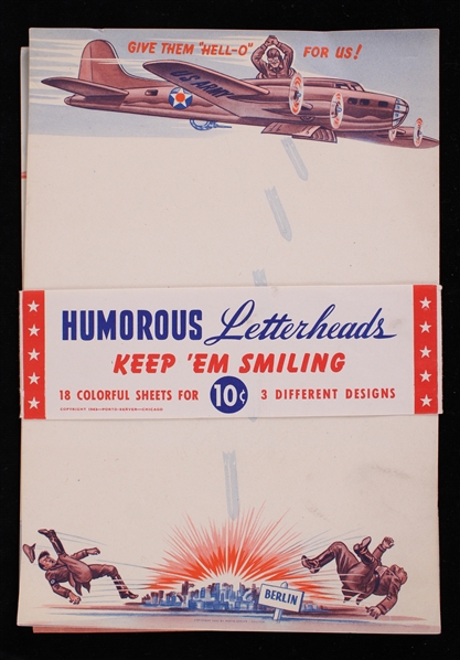 1942 WWII 7.5"x10" Humorous Letterheads 