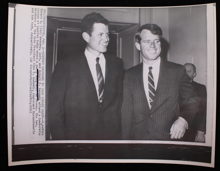 1965 Ted & Robert Kennedy at the Democratic Caucus 6.5"x8.5" Press Photo