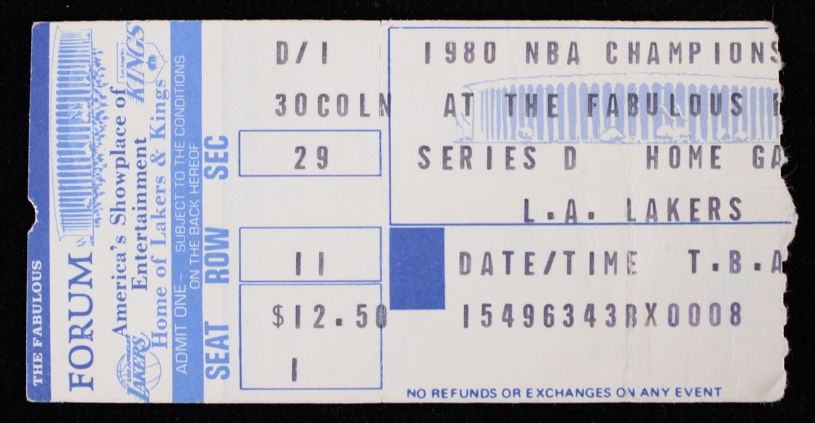 1980 NBA Championships LA Lakers vs 76ers Ticket Stub 