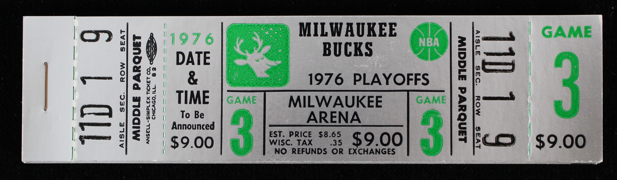 1976 Milwaukee Bucks NBA Playoff Milwaukee Arena Games 3-14 Full Tickets