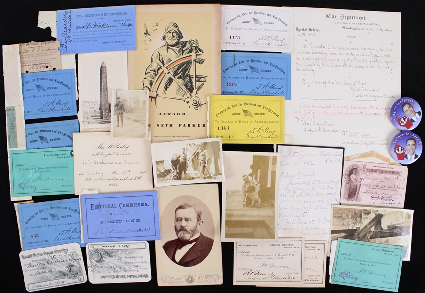 1860s-2000s Presidential Pinback Buttons, CDV, Admission to Electoral Commission & more (Lot of 26)