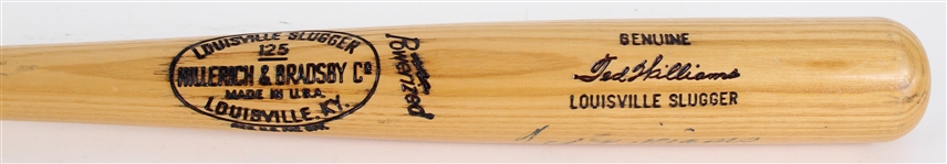 1970's Ted Williams Boston Red Sox Signed H&B Louisville Slugger Bat *Full JSA Letter*