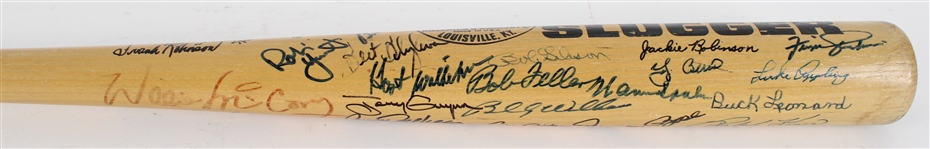 1980's Hall of Famers Multi Signed Louisville Slugger Baseball Bat w/ 30+ Signatures Including Hank Aaron, Nolan Ryan, Carl Yastrzemski, Cal Ripken Jr., Pete Rose & More (JSA)