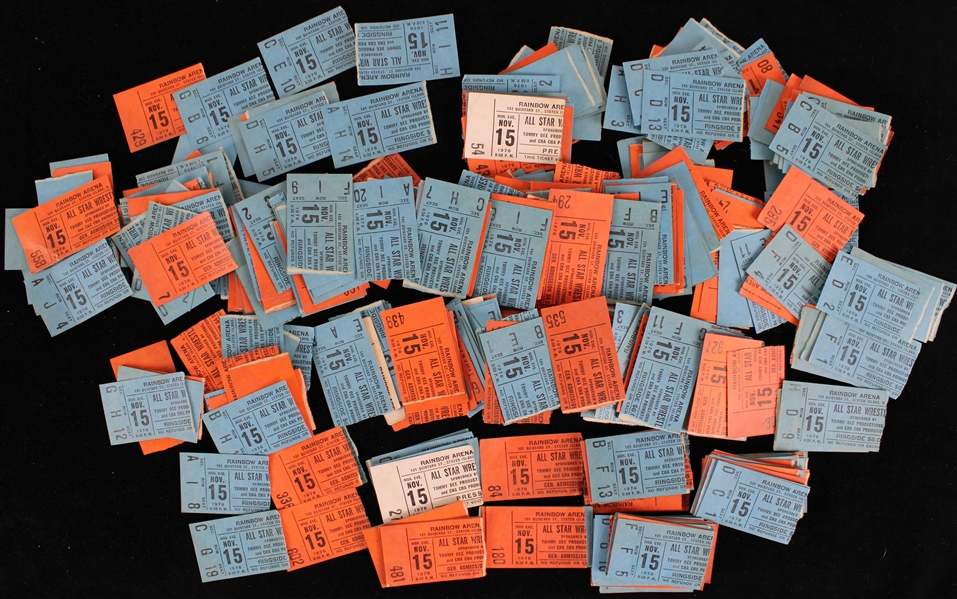 1976 (November 15th) All Star Wrestling at the Rainbow Arena in Staten Island Ticket Stub Collection - Lot of 1,500+