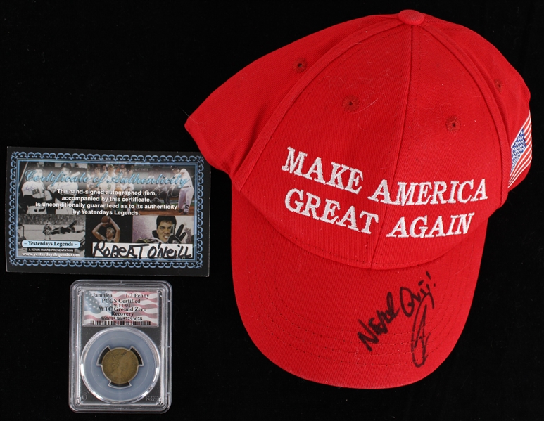2023 Robert ONeill Navy SEAL Signed Make America Great Again Cap (PSA) + PCGS Slabbed WTC Ground Zero Recovery Coin
