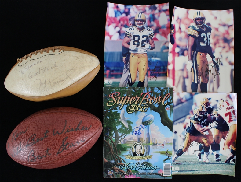 1970s-90s Green Bay Packers Signed Items - Lot of 6 w/ Bart Starr Football, Paul Hornung Football, Desmond Howard SBXXXI Program & More (JSA)
