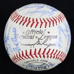 1965 Chicago Cubs Team Signed ONL Giles Baseball w/ 25 Signatures Including Ernie Banks, Ron Santo, Billy Williams & More (JSA)