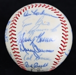 1965 Chicago Cubs Team Signed ONL Giles Baseball w/ 25 Signatures Including Ernie Banks, Ron Santo, Billy Williams & More (JSA)