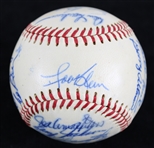 1965 Chicago Cubs Team Signed ONL Giles Baseball w/ 25 Signatures Including Ernie Banks, Ron Santo, Billy Williams & More (JSA)