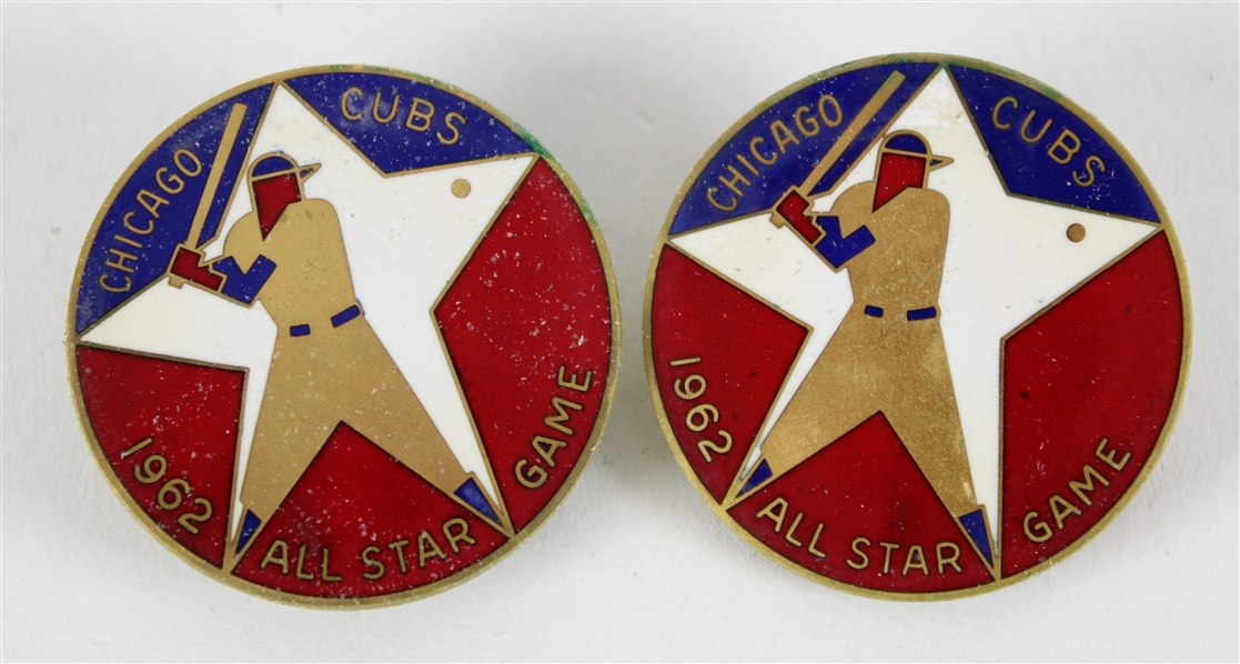 1962 Chicago Cubs Wrigley Field All Star Game Pins - Lot of 2