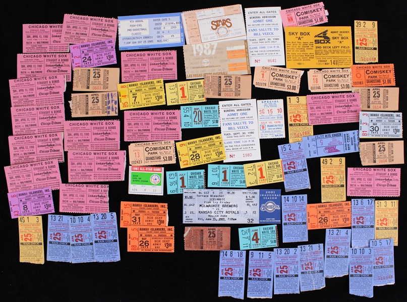 1970s-2000s Chicago White Sox / Milwaukee Brewers Baseball Ticket Stub Collection - Lot of 75