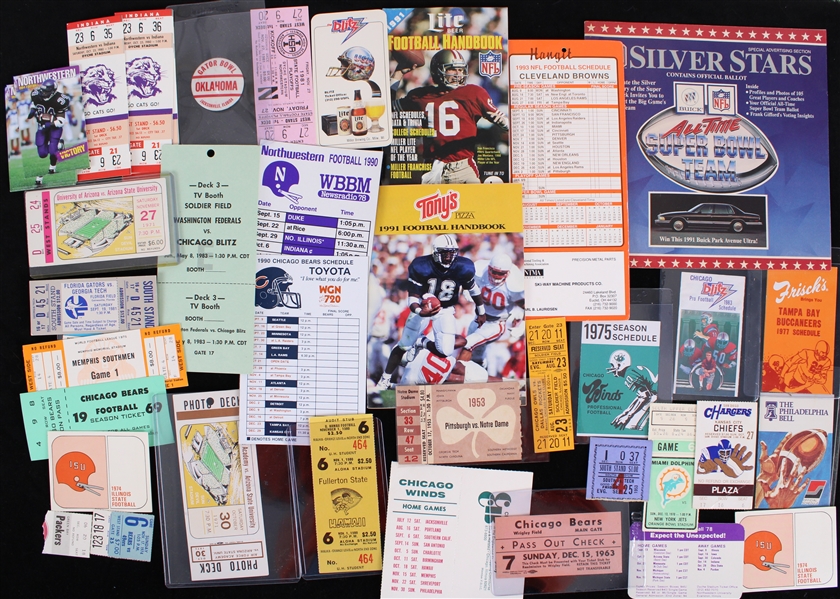 1950s-90s Football Tickets / Stubs Schedules Handbook Collection - Lot of 65