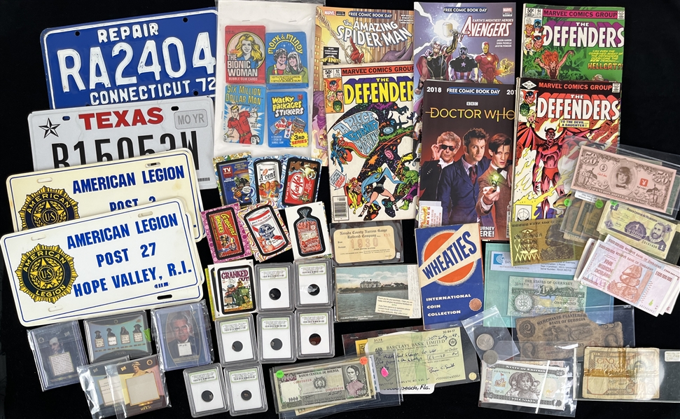 Vintage License Plates, Coins, Currency & more (Lot of 80+)