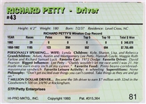1993 Richard Petty Signed Action Packed Hi-Pro #43 Card 