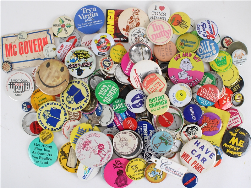 1950s-90s Pinback Button Collection (Lot of 70+)