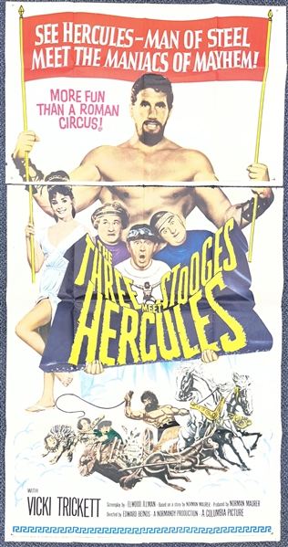 1961 The Three Stooges Hercules 41"x79" Poster (2 pieces)