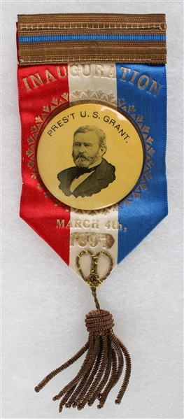 1897 Ulysses S Grant Inaugurations 1 3/4" Pinback w/ Ribbon 