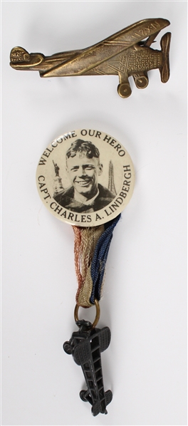 1927 circa   Charles Lindbergh 2" Pinback Buttons (Lot of 2)