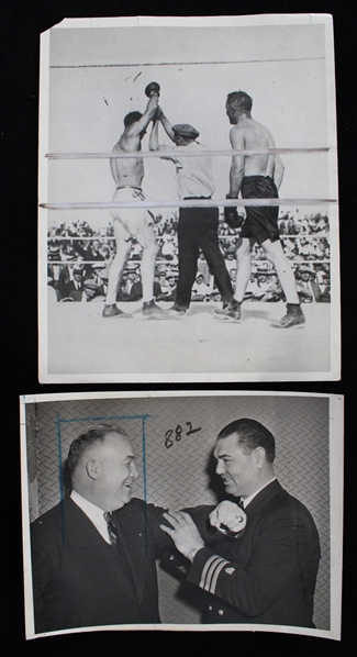 1923 Jack Dempsey vs Tommy Gibbons 8"x10" Press Photos (Lot of 2)