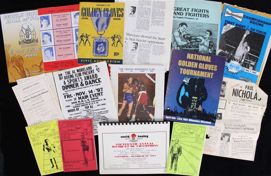 1940s-90s Championship Boxing Magazines, Flyers, Programs (Lot of 40+) 