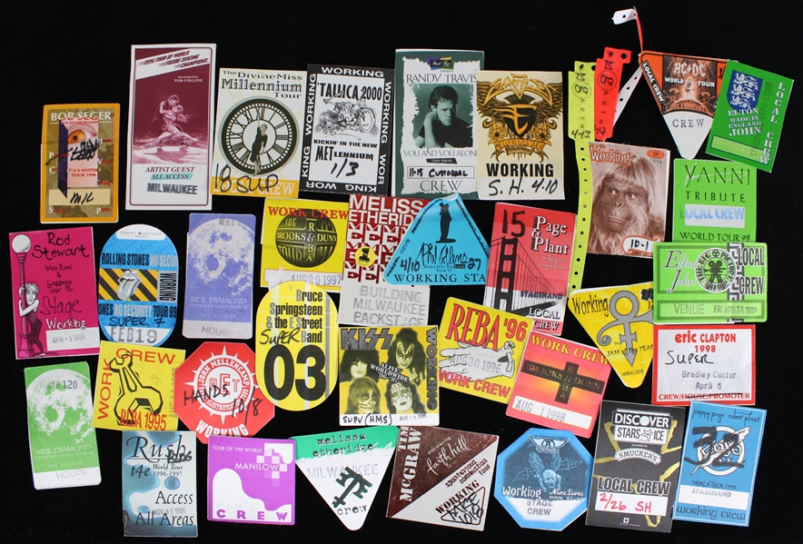 1990s-2000 Music Crew & Guest Passes from Rush, Eric Clapton, AC/DC & more (Lot of 35)