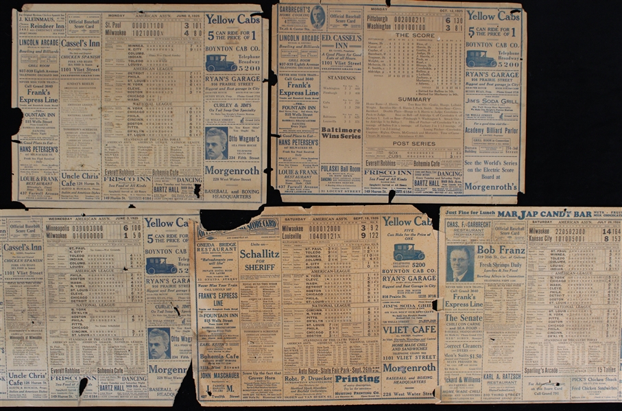 1924-26 American League vs National League 11"x14" Scorecards (Lot of 5)