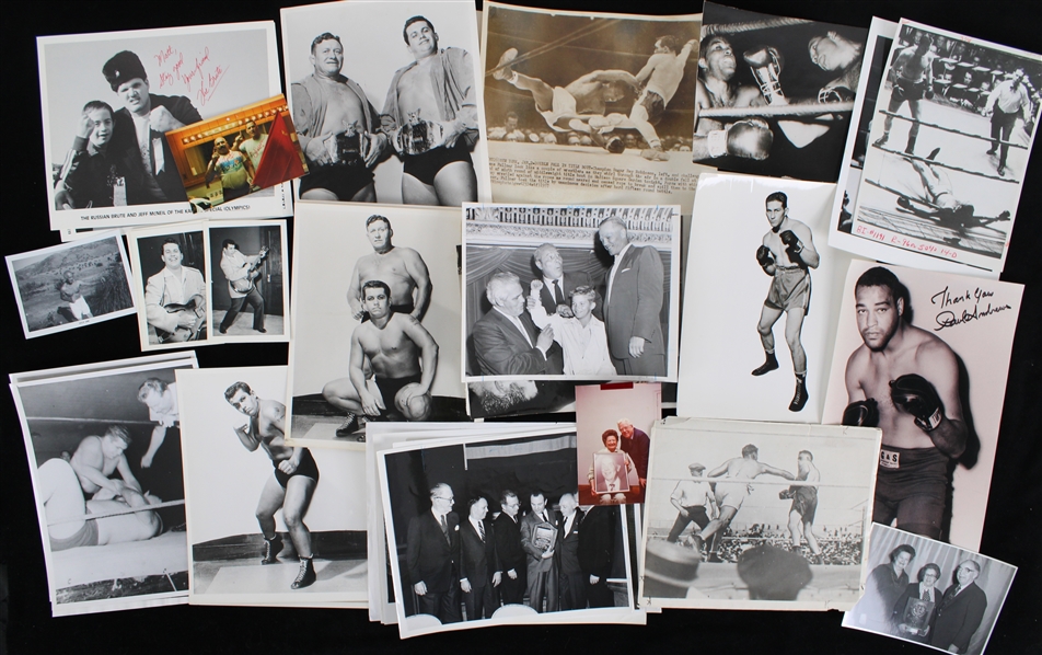1930s-90s Boxing & Wrestling 8"x10" Photos, Press Photos, Correspondence & more (Lot of 100+)