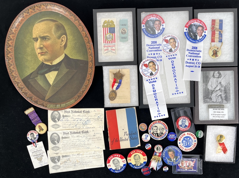 1910s-2000s Presidential Collection w/ 13"x16" William McKinley Tray, Pinbacks & more (Lot of 25+)