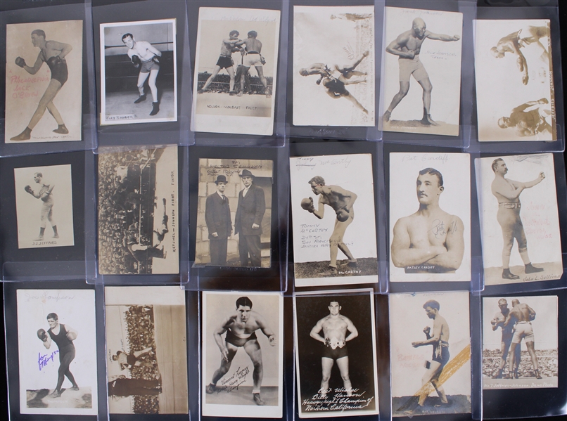1900s-50s Boxing Postcard & Photo Collection - Lot of 49