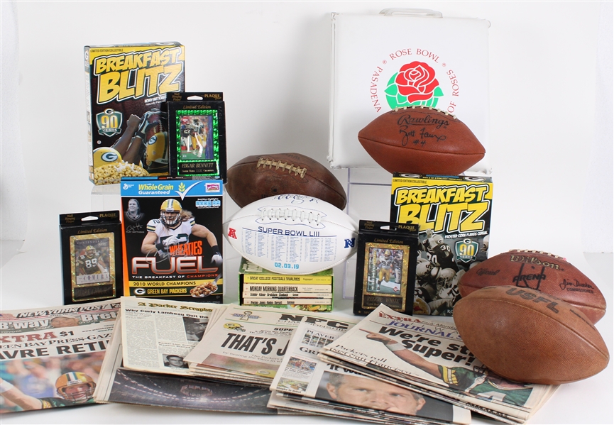 1990s-2000s Green Bay Packers Newspapers, Footballs & more (Lot of 50+)