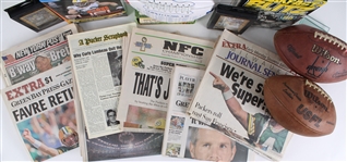 1990s-2000s Green Bay Packers Newspapers, Footballs & more (Lot of 50+)