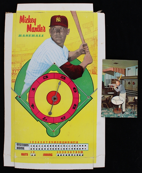 1957 Mickey Mantles Baseball 10"x15" Spinner w/ Postcard 