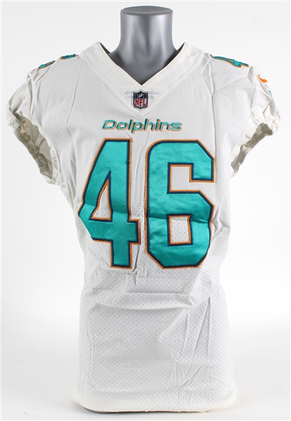 2017 Neville Hewitt Miami Dolphins Game Worn Road Jersey (MEARS LOA)