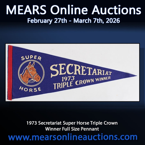 1973 Secretariat Super Horse Triple Crown Winner Full Size Pennant