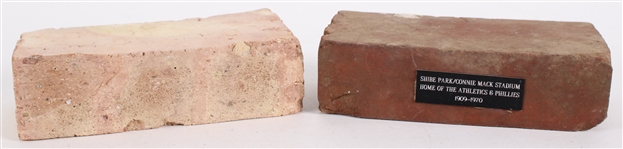 1909-1970 Shibe Park / Connie Mack Stadium Philadelphia Athletics & Comiskey Park Bricks (Lot of 2)(MEARS LOA)
