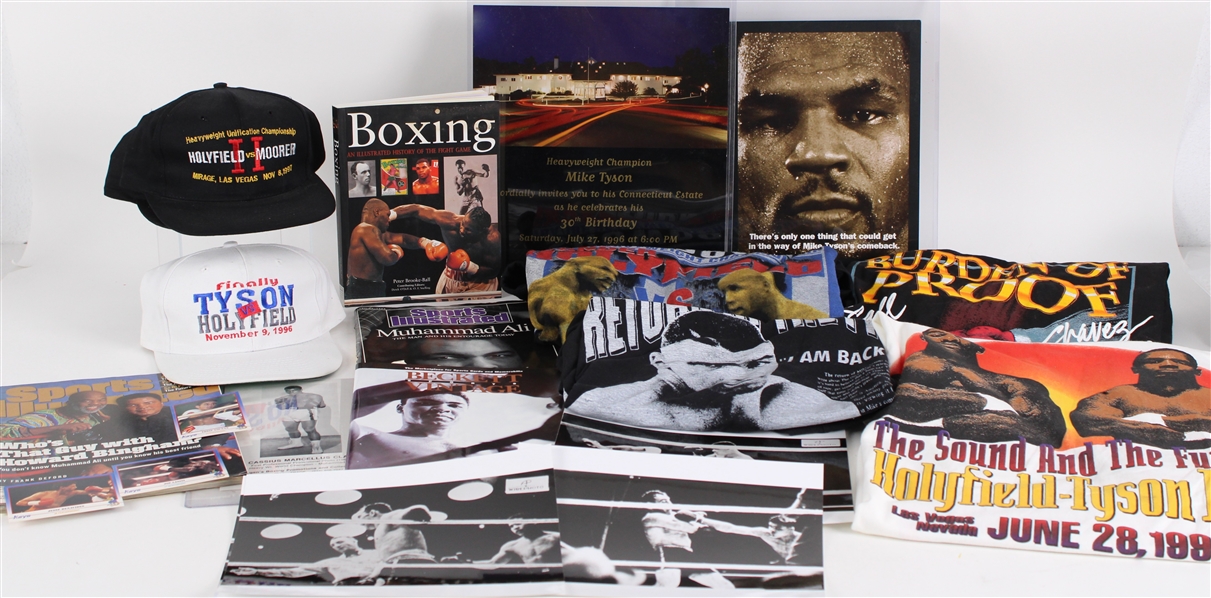 1990s-2010s Muhammad Ali, Mike Tyson, Joe Louis T-shirts, Hats & more (Lot of 25)