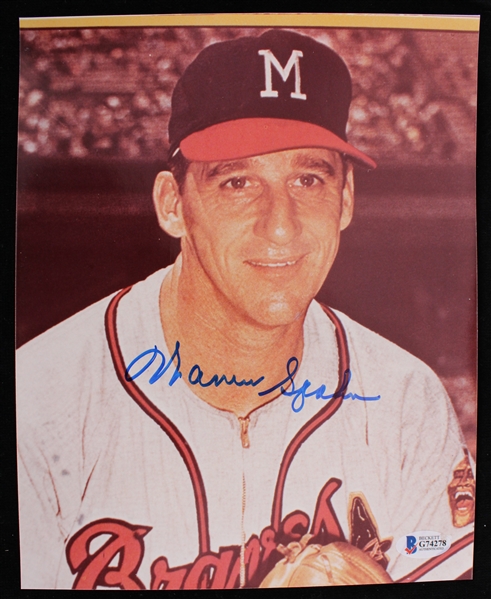 1942-64 Warren Spahn Milwaukee Braves Signed 8"x10" Photo (Beckett)