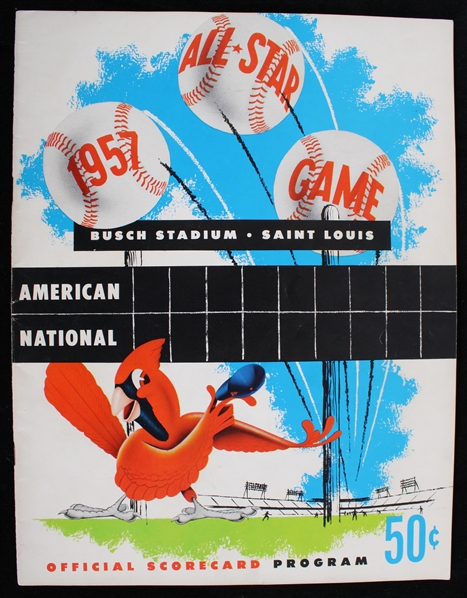 1957 Busch Stadium Saint Louis All Star Game Scorecard Program 
