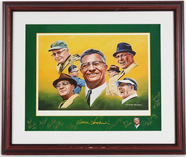1959-67 Vince Lombardi Green Bay Packers Multi Signed 22"x27" Framed Print (JSA) 