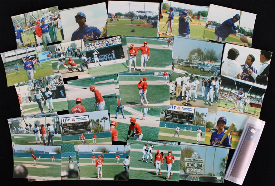 1980s NY Mets, St Louis Cardinals 3.5"x5" Spring Training Photos w/ Pete Rose, Darryl Strawberry (Lot of 40+)